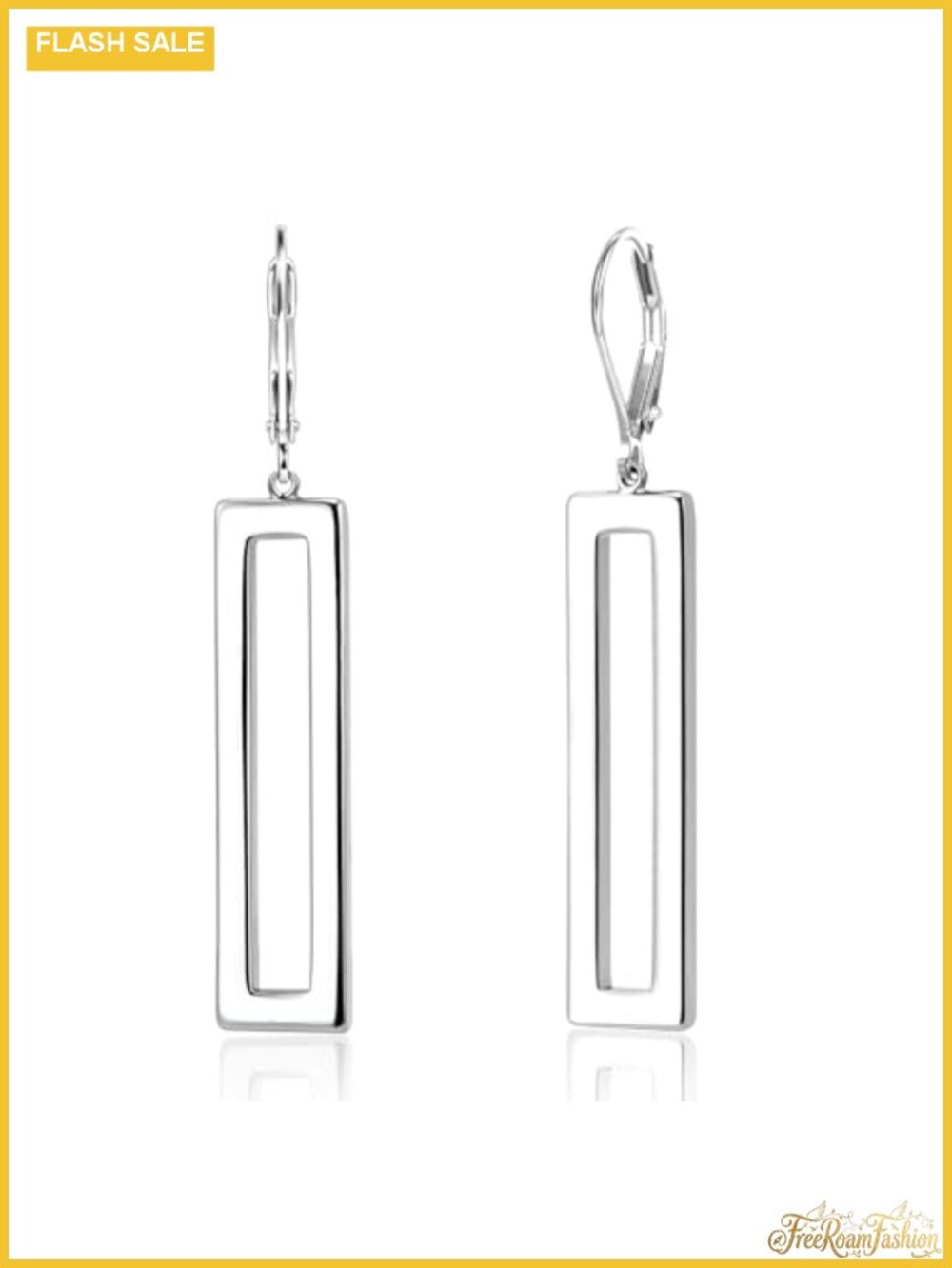 925 Sterling Silver Minimalist Bar Dangle Leverback Earrings